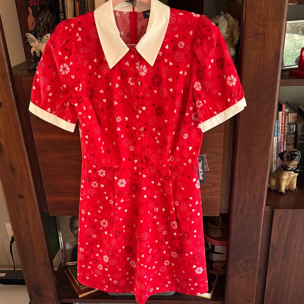 Modcloth Red Heart and Clover Dress/great Valentine’s Day Dress NWT